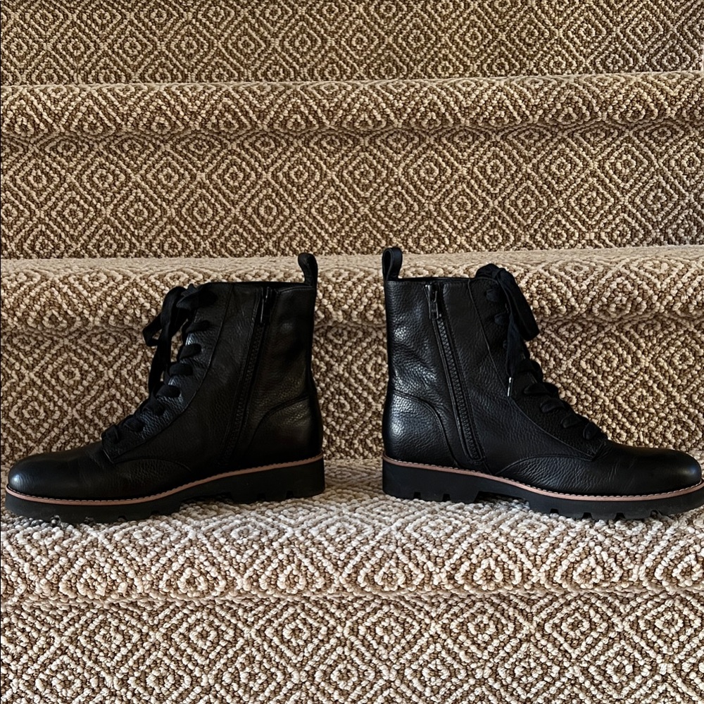Vionic Black Combat Boots with Lace-Up Design